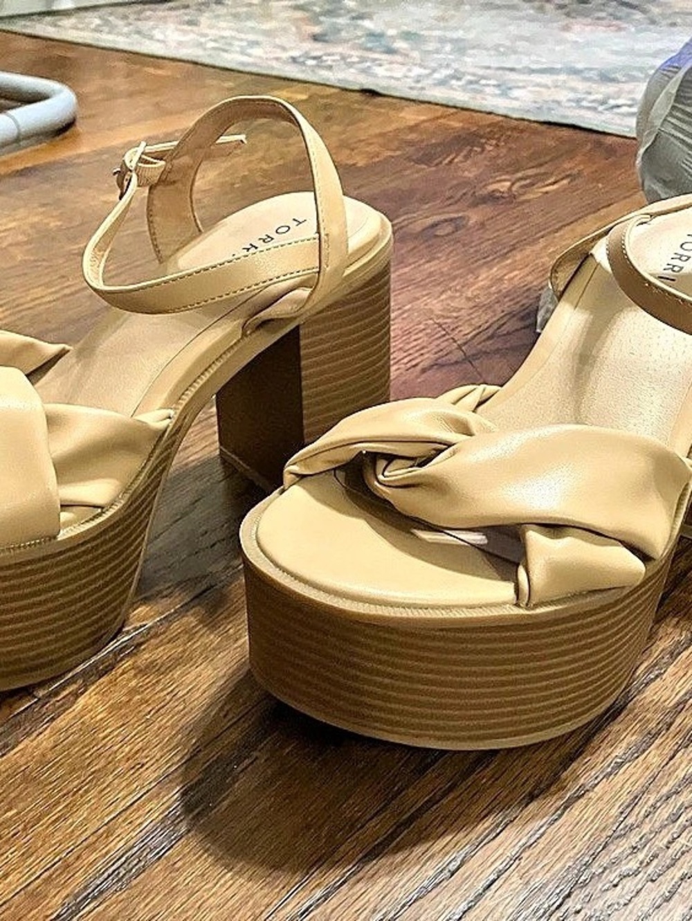 TORRID Platform Block Heel Sandal Sandals in Beige